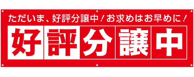 [受注生産]好評分譲中横断幕赤150cm×45cm TA001-05